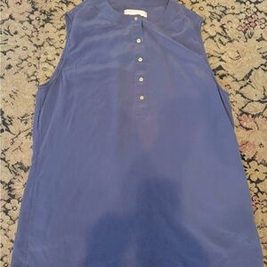 Banana Republic Women’s 100% Silk Sleeveless Blue Button-Up Top - Size large